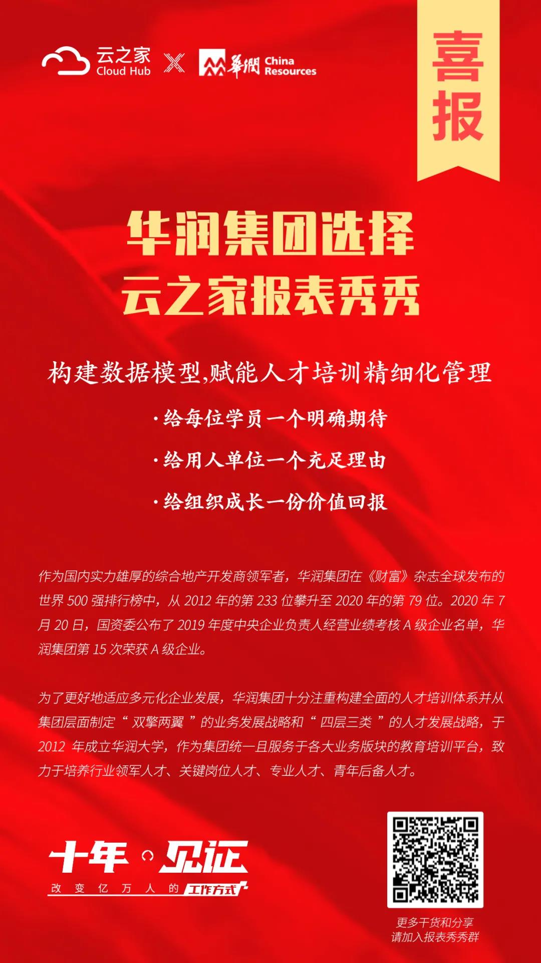 云之家报表秀秀签约华润